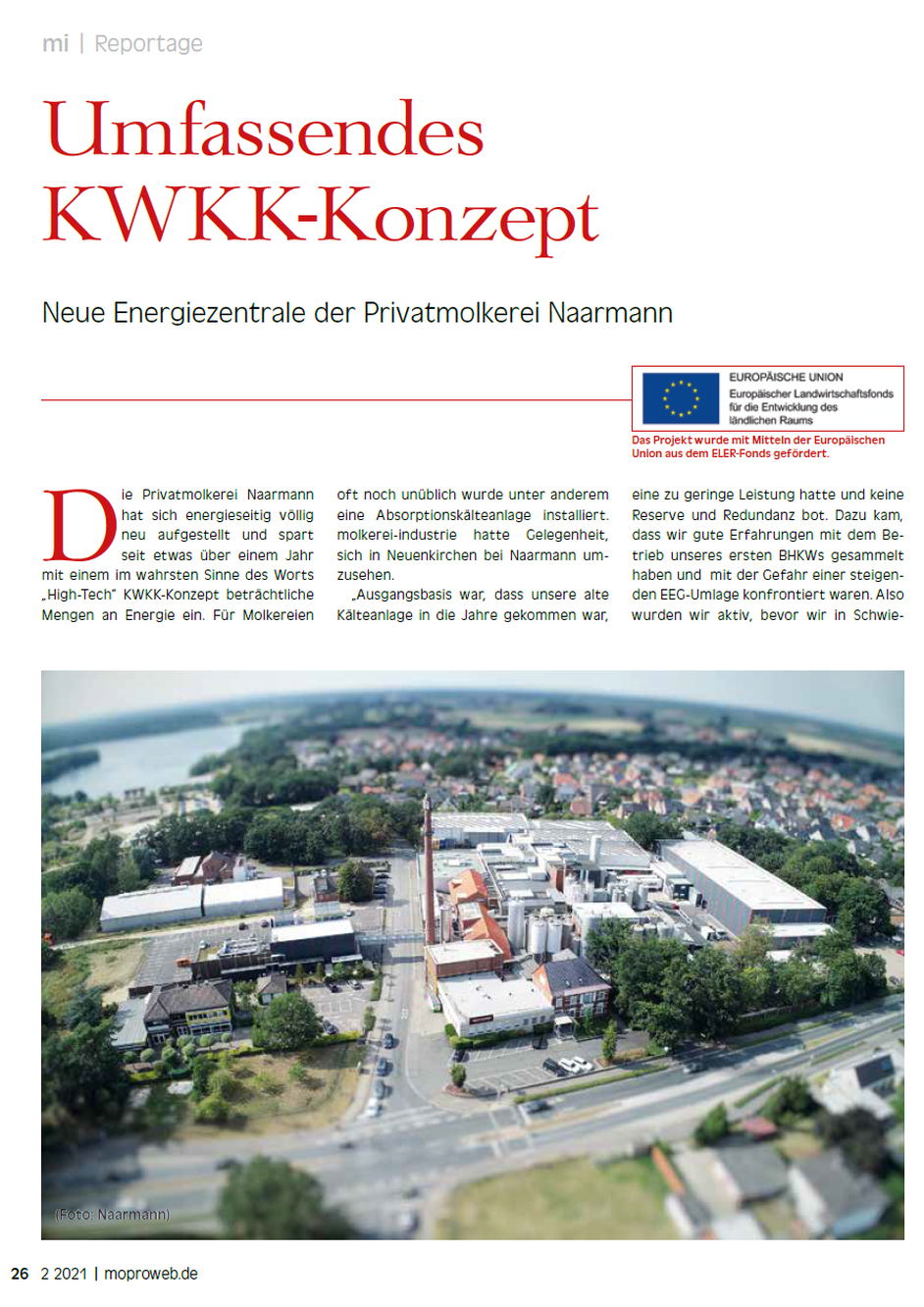 Artikel Molkerei Industrie - KWKK-Konzept