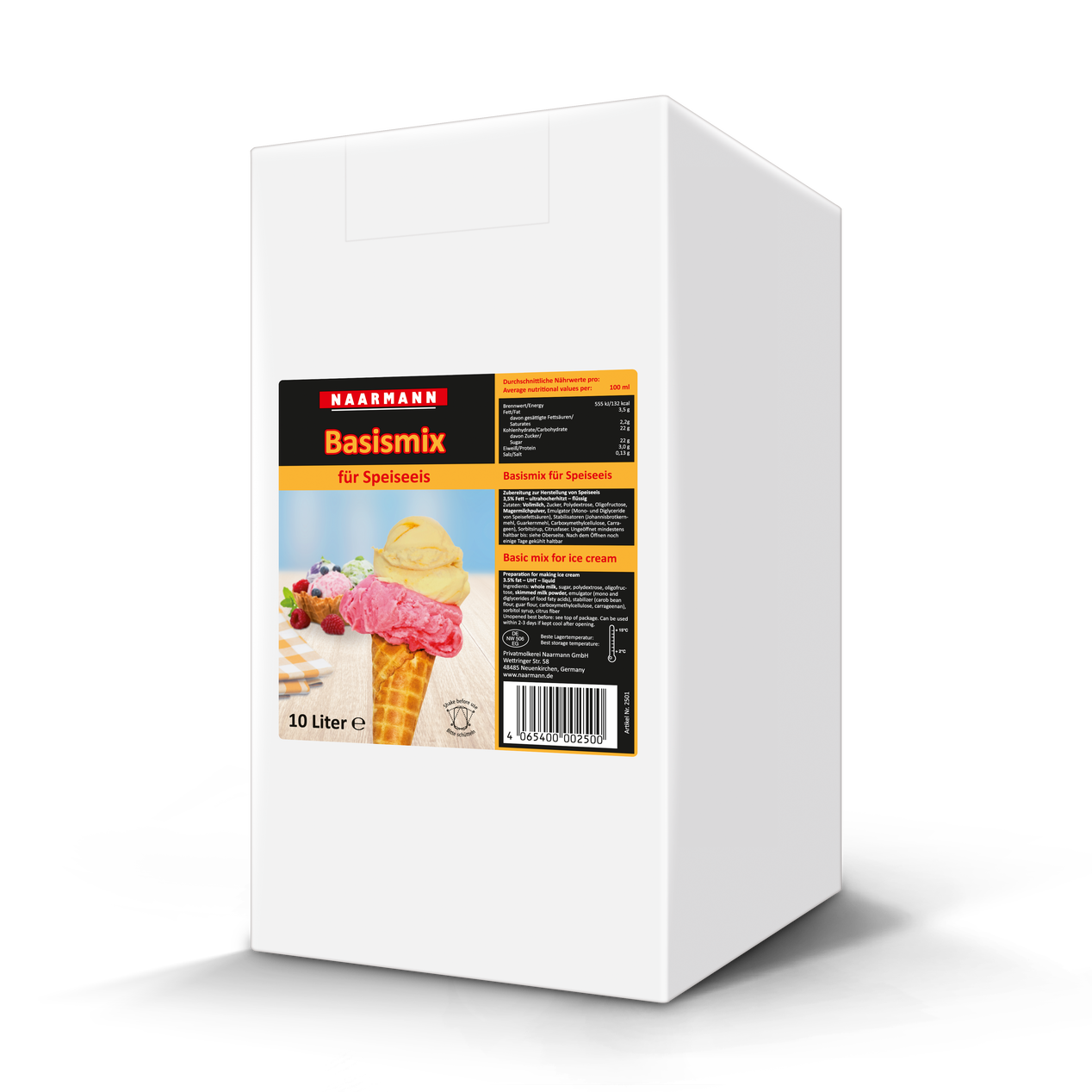 Basic mix for ice cream, 3.5%