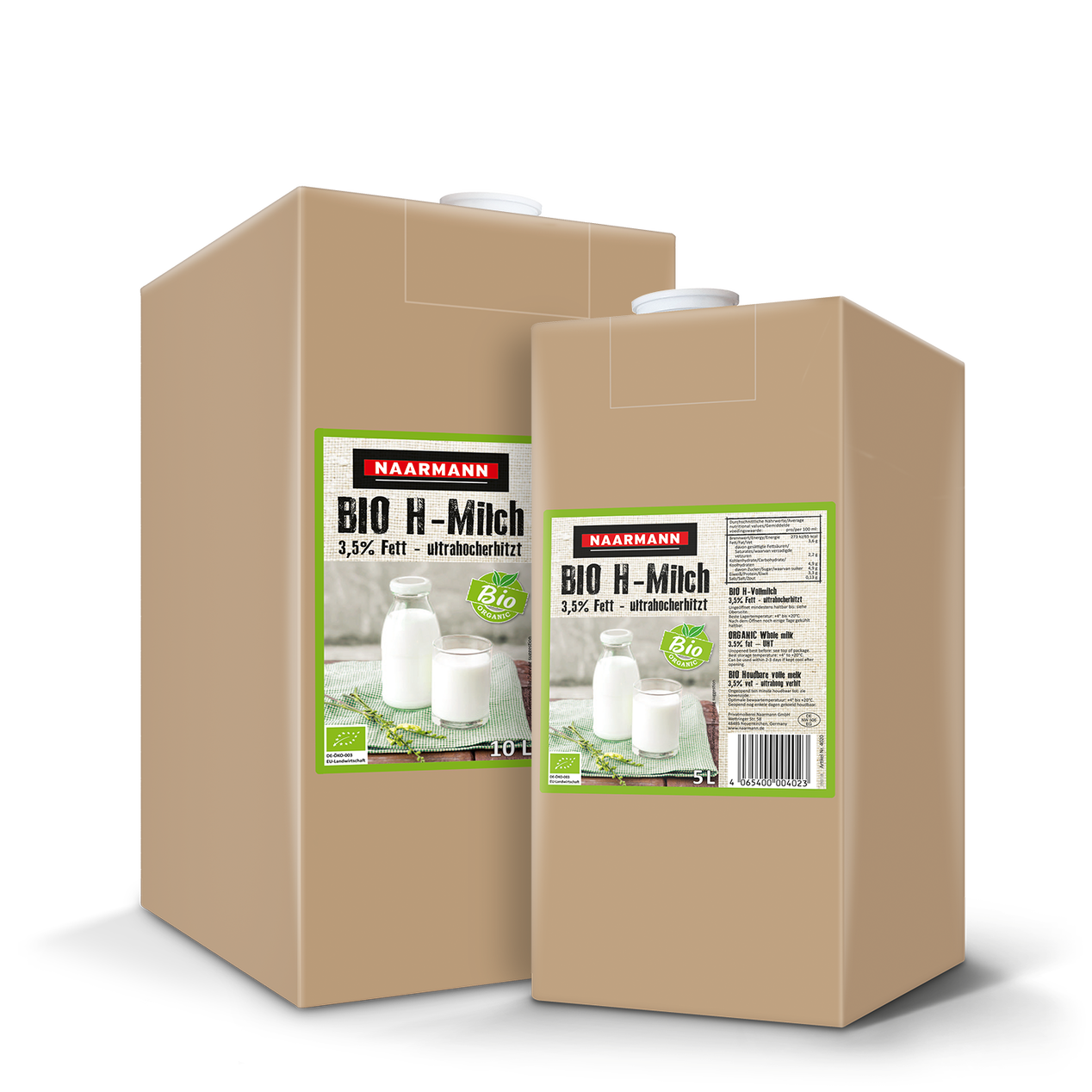 Bio H-Milch 3,5% - Gebindegrößen