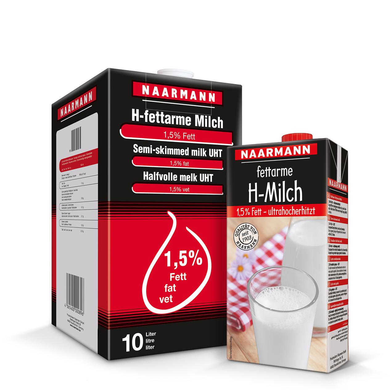 H-Milch 1,5 % - Gebindegrößen