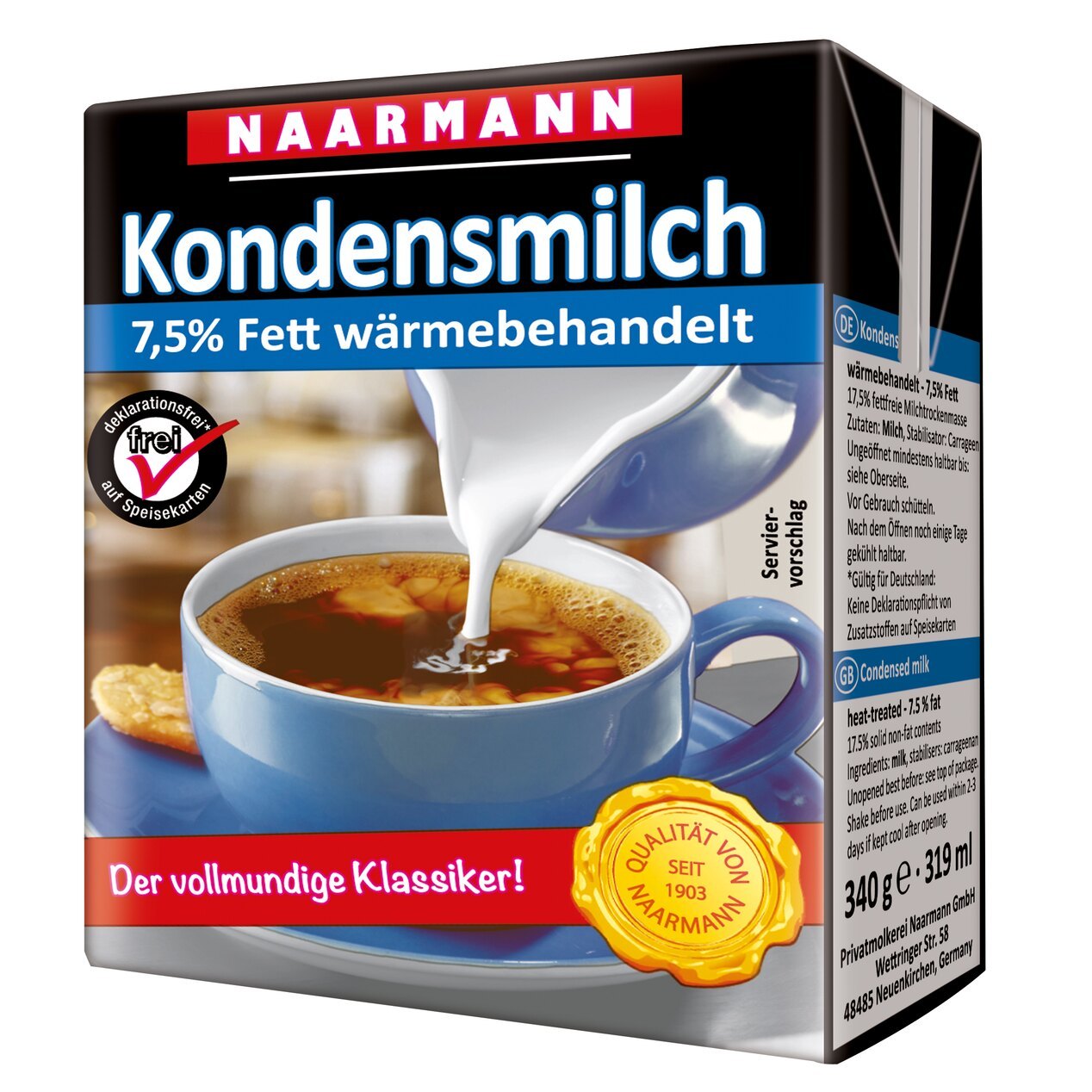 Kondensmilch 7,5% Fett 340 g von Naarmann