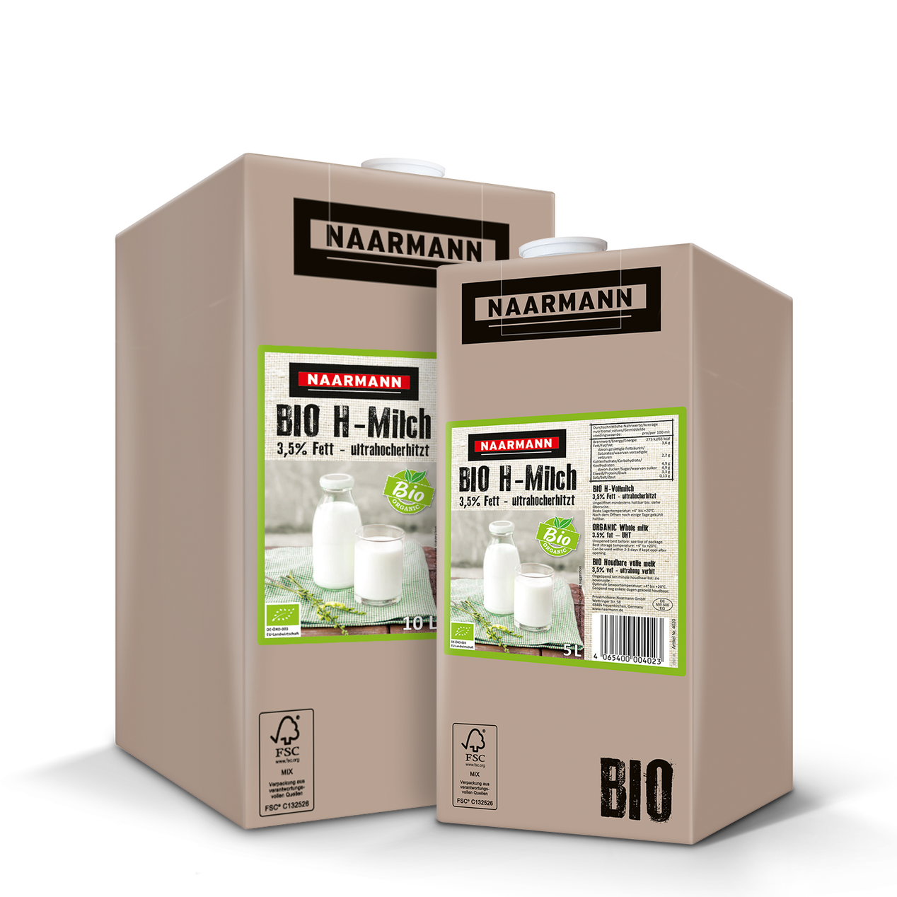 Bio H-Milch 3,5% - Gebindegrößen