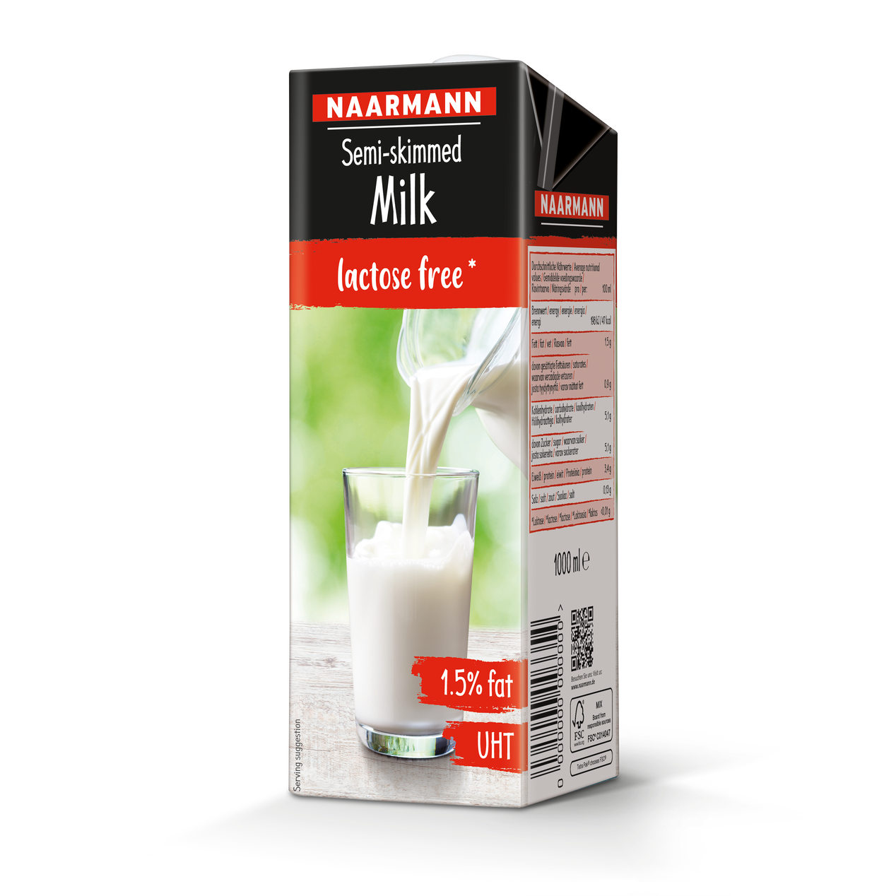 UHT milk 1.5%, lactose-free