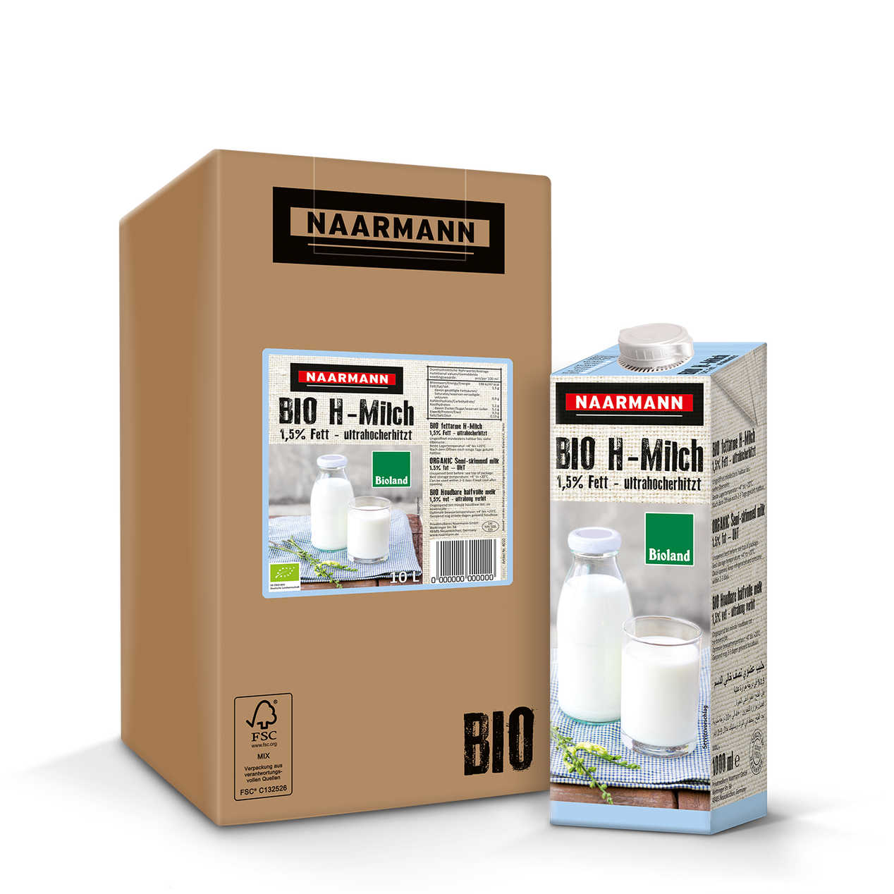 Collage Bioland H-Milch 1,5% 1L